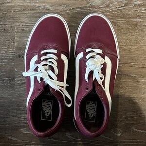 Vans Burgundy and White Women's Sneakers